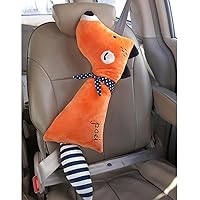Travel Safety Cushion Vehicle Headrest Neck Support Pillow Shoulder Pads for Kids Adults Car Seat Belt Cover Car Seat Belt Pillow Kids Seatbelt Cover Animal Seat Belt Pillow (Fox)