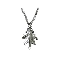 Silver Toned Oak Tree Leaf Pendant Necklace