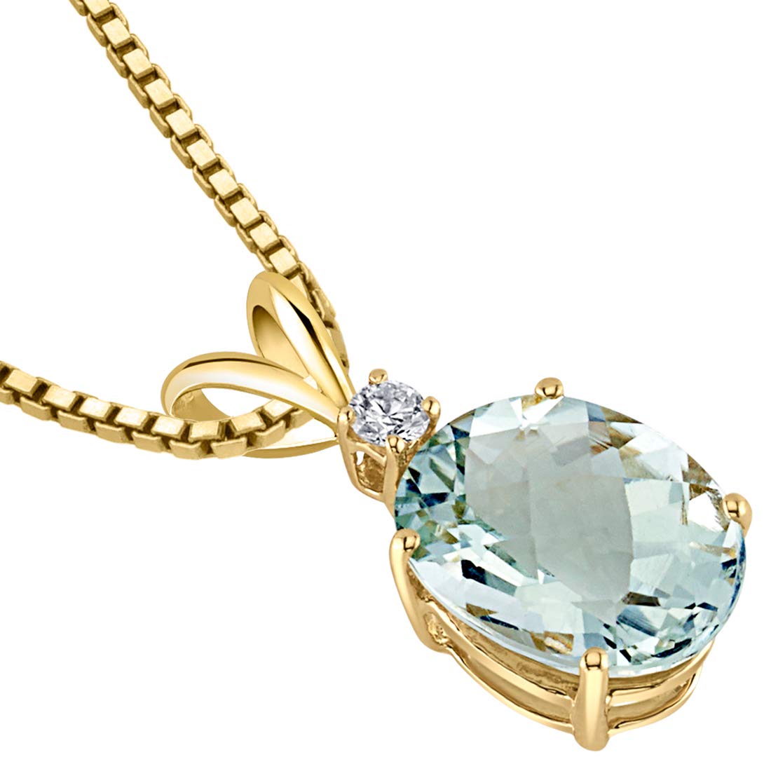 Peora Green Amethyst with Genuine Diamond Pendant in 14K Yellow Gold, Elegant Solitaire, Oval Shape, 10x8mm, 2.30Carats total