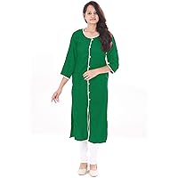 Women's Nice Kurti Casual Girl's Long Frock Suit Green Color Maxi Gown Dress Top Plus Size