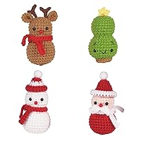 Christmas Crochet Kits for Beginners DIY Crochet Starter with Yarn, Crochet Hook, Needle, Knitting Marker