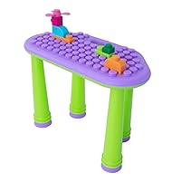 UNiPLAY Indoor/Outdoor Toddler Activity Table Set with 25 Piece Building Blocks, Kids Play Table for Building Blocks Toy, Motor Development, Sensory Learning Toys for Toddlers (Purple)
