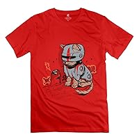 Mens Robot Cat Mouse Hunter T-Shirt - Nice Custom Red T-Shirt