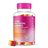Pink Stork Total Postnatal Vitamin Gummies: Postpartum Vitamins with Folate, B6, & B12 - Lactation Support Multivitamin, Labor and Delivery Essentials - Postpartum Essentials, Women-Owned, 60 Gummies