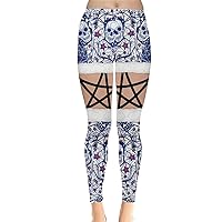 CowCow Womens Palazzo Pants Costume Spider Webs Leggings Halloween Black Eye Balls Pattern Stretchy Tights, XS-5XL