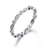 Full Eternity Diamond Wedding Ring,14k White Gold,Anniversary,Infinity Ring,Art Deco Antique,Matching Band