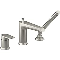 KOHLER 97070-4-Bn Hint Single-Handle Deck Mount Bath Faucet with Hand Shower, Brushed Nickel