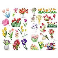 Fresh Tulips Flowers Precut Cute Aesthetic Diary Travel Paper Journal Stickers Scrapbooking Stationery Sticker Flakes Art Supplies