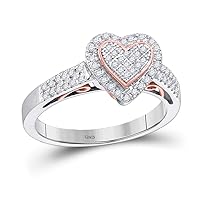 The Diamond Deal 10kt Two-tone Gold Womens Round Diamond Heart Ring 1/3 Cttw