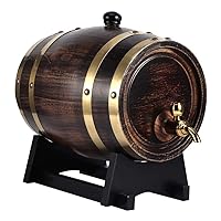 3 Liters Oak Aging Whiskey Barrel with Faucet Retro Striped Bucket Container Vintage Wood Oak Timber Wine Barrel Dispenser for Brandy Whisky Barrel Oak Red Wine