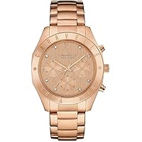 Caravelle New York 44L189 Etched Logo Bezel, Rose Gold Tone Rose Gold-Tone dial with Crystal Function Watch