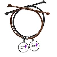 Like Sports Fitness Balanced Run Bracelet Double Leather Rope Wristband Couple Set Gift
