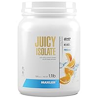 Maxler Juicy Isolate Protein Powder - Clear Whey Isolate - Low Lactose, Fat Free, Sugar Free Muscle Recovery Drink for Pre & Post Workout - 90% of Protein per Serving - Orange 1.1 lb (20 Servings)