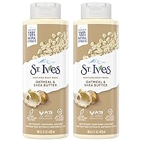 St. Ives Body Wash - Soothing Moisturizing Cleanser with Oatmeal & Shea Butter, Natural Body Wash for Sensitive Skin Made with Plant-Based Cleansers and 100% Natural Extracts, 16 Oz Ea (Pack of 2)