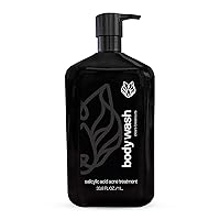 Charcoal Powder Body Wash for Men, 1 Liter - Charcoal Powder & Salicylic Acid Reduce Acne Breakouts & Cleanse Your Skin from Toxins & Impurities - Rich Lather for Full Coverage, Deep Clean