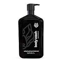 Black Wolf Charcoal Powder Body Wash for Men, 1 Liter - Charcoal Powder & Salicylic Acid Reduce Acne Breakouts & Cleanse Your Skin from Toxins & Impurities - Rich Lather for Full Coverage, Deep Clean