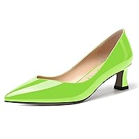 Women's Patent Dress Solid Pointed Toe Slip On Bridal Kitten Low Heel Pumps Shoes 2 Inch