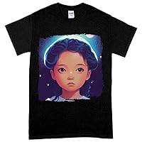Girl Face Heavy Cotton T-Shirt - Space Tee Shirt - Graphic T-Shirt