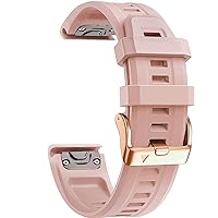 For Garmin Fenix 7S/5S Plus/6S/5S/Instinct 2S/D2, Quick Fit Soft Silicone Strap With Rose Gold Buckle For Women Man Breathable Waterproof Wristband Accessory