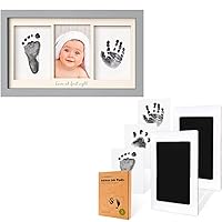 KeaBabies Inkless Baby Hand And Footprint Kit Frame and 2-Pack Inkless Hand and Footprint Kit - Personalized Baby Picture Frame for Newborn - Ink Pad for Baby Hand and Footprint - Mess Free Baby Frame