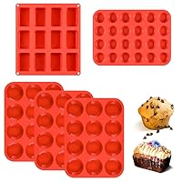 Silicone Muffin Pan Including Mini 24 Cup, Regular 12 Cups Muffin Pan & 12 Cavities Mini Loaf Pan 100% Food Grade Silicone Molds, Non-Stick BPA Free Cupcake Pan Egg Bites