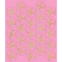 Charming Pink Hot-Stamped Baby Girl Shower Sticker Seals, 6.20 in x 5.20in- Pack of 25