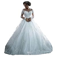 Fanciest Women's Lace Wedding Dresses Long Sleeve Wedding Dress Ball Bridal Gowns White