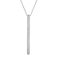 NATALIA DRAKE Thin Vertical Bar 1/7 Cttw Diamond Necklace for Women in Rhodium Plated 925 Sterling Silver