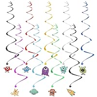 18pcs Party Spiral Decor Colorful Cartoon Monster Pattern Spiral Streamers Hanging Swirl Decorations for Festival Party Supplies
