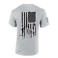 Patriot Pride Gun Flag American Flag Sleeve Mens Short Sleeve T-Shirt Graphic Tee-Sports Grey-6xl
