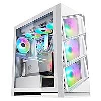 Segotep T3 White Mid-Tower ATX Gaming PC Case, Support Top & Side 360mm Radiators, GPU Snap-On Opening & Closing Front Panel, Type-C Ready, Tool-Free Disassemble (Pre-Install One ARGB & PWM Fan)