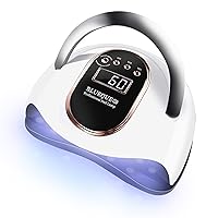 UV LED Nail Lamp 168W UV Light for Nails with 4 Timer Settings and LCD Touch Display Screen Auto Sensor Quick Drying Nail Dryer with All Gel Types (White)