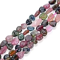 1 Strand Adabele Natural Multi Colors Tourmaline Healing Gemstone Loose Beads 6mm to 9mm Free Form Oval Tumbled Pebble Stone Beads 15 inch for Jewelry Making GZ12-31