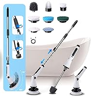 Electric Spin Scrubber,Waterproof Cordless Cleaning Brush with 8 Replaceable Brush Heads and Extension Arm for Bathroom,Floor Tile,Kitchen,Electric Toilet Brush with 2 Rotating Speeds