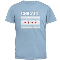 Old Glory City Distressed Flag Chicago Mens T Shirt Light Blue 2XL