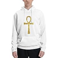 Mens Athletic Hoodie Ancient-Egyptian-Ankh-Gold Gym Long Sleeve Hooded Sweatshirt Pullover With Pocket