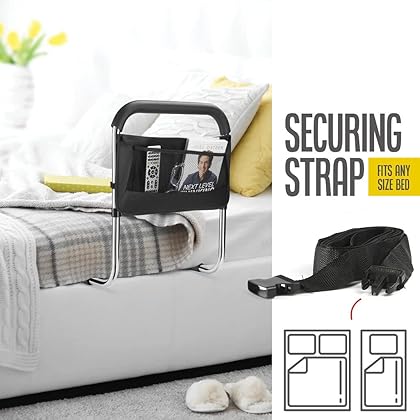 Medical king Bed Assist Rail Without Legs Bed Assist Rails for Seniors Bed Assist bar with Storage Pocket Easy to get in or Out of Bed Safely with Floor Support