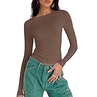 Prime Deals Of The Day Lightning Deals Womens Long Sleeve Shirts Basic Crop Tops Going Out 2024 Fashion Underscrubs T-Shirt Layer Slim Fit Y2K Top Woman White Shirt