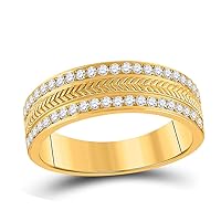 The Diamond Deal 14kt Yellow Gold Mens Round Diamond Wedding Wheat Band Ring 1/2 Cttw