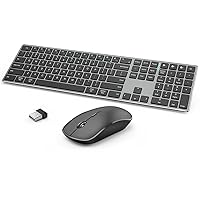 J JOYACCESS Wireless Keyboard and Mouse, Full-Size Rechargeable Bluetooth Keyboard with Numeric Keypad + 2.4G Ultra-Thin Wireless Silent Mouse for Desktop, Notebook, MacBook, Chromebook, PC