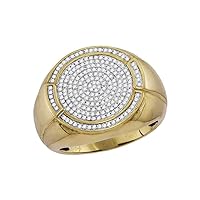 The Diamond Deal 10kt Yellow Gold Mens Round Diamond Concentric Circle Cluster Ring 5/8 Cttw