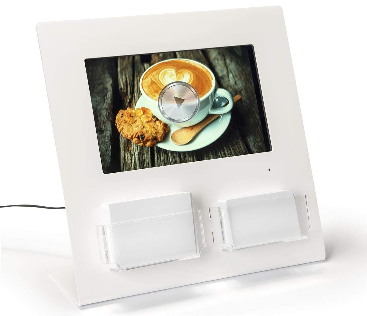 Displays2go Countertop Gift Card Display with Video Screen – White (DDGCH)