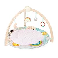 B. Baby – Wooden Baby Gym – Soft Play Mat – Hanging Sensory Toys – Developmental Activities – Newborn – Sunrise to Sunset Play Gym