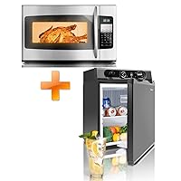 Smad Propane Refrigerator 1.4 cu.ft for Car 110V/12V/Propane Quiet No Noise& Over-the-Range Microwave Oven with 1.6 cu. ft.