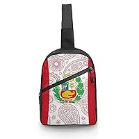 Peruvian Paisley Flag Sling Backpack Crossbody Shoulder Bag Casual Chest Bag Travel Hiking Daypack