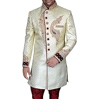 Mens Sherwani Kurta Indo Western Indian Sherwani Partywear IN42701 Off White
