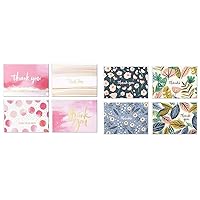 Hallmark Thank You Cards Assortment, Pink and Gold Watercolor & Thank You Cards Assortment, Painted Florals (48 Cards with Envelopes for Baby Showers, Bridal Showers, Weddings, All Occasion)