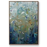 Renditions Gallery Abstract Wall Art Walnut Floating Frame Paintings Pastel Color Falling Leaves Portrait Canvas Hanging Artwork Prints for Bedroom Office Kitchen - 25