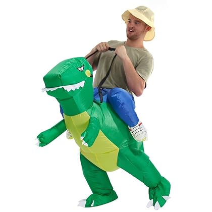 YEAHBEER Inflatable Dinosaur Costume T-Rex Fancy Dress Halloween Blow up Costumes Dinosaur Costume
