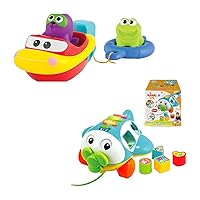 KiddoLab Bath Boat Toys & Musical Shape Sorter Plane - Pull and Go Toy Boat and Pull-Along Singing Airplane for Toddlers.